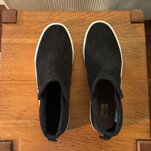 Keds Black Ankle Boots with White Soles - Picture 2 of 5